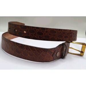 Vintage 1950s Genuine Alligator Belt Size 30 Brown Exotic Leather Mid Century